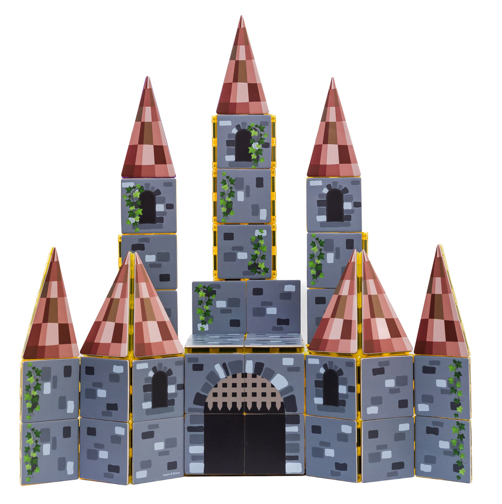 Learn & Grow Toys - Magnetic Tile Topper - Castle Pack (40 Piece)