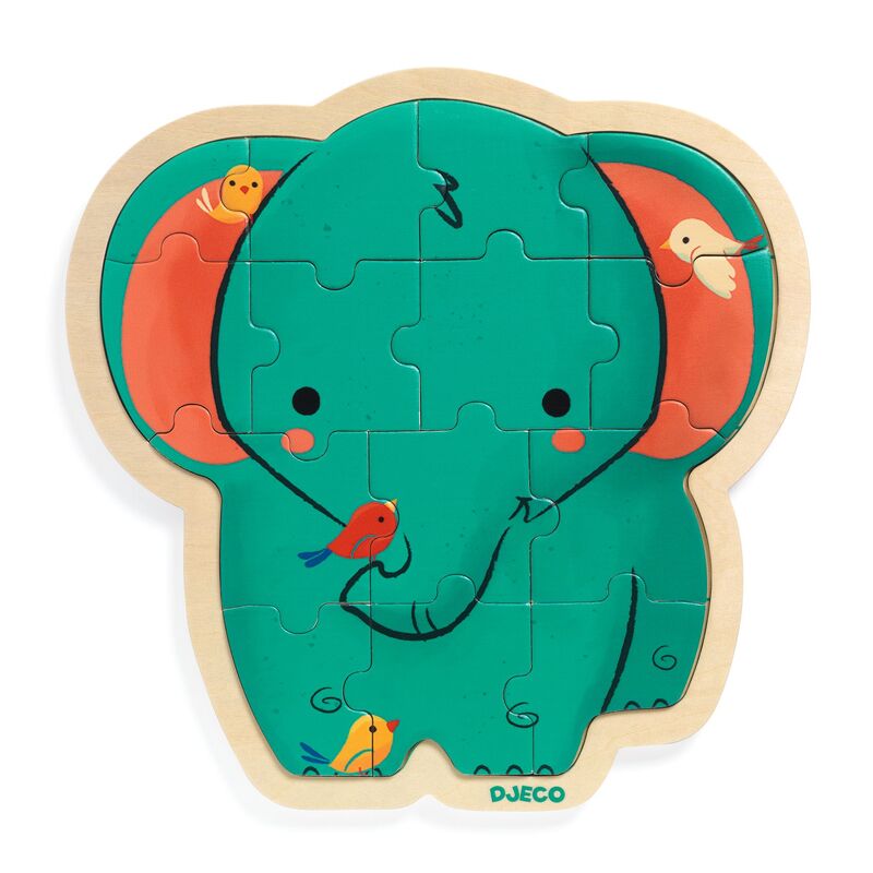 Djeco - Elephant Wooden Jigsaw Puzzle (14 Piece)