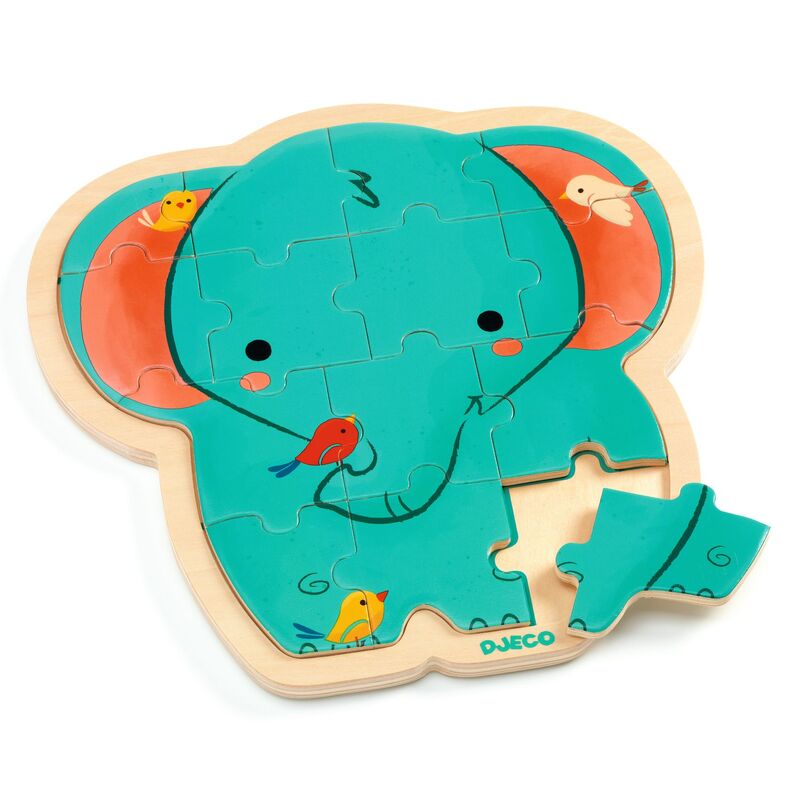 Djeco - Elephant Wooden Jigsaw Puzzle (14 Piece)