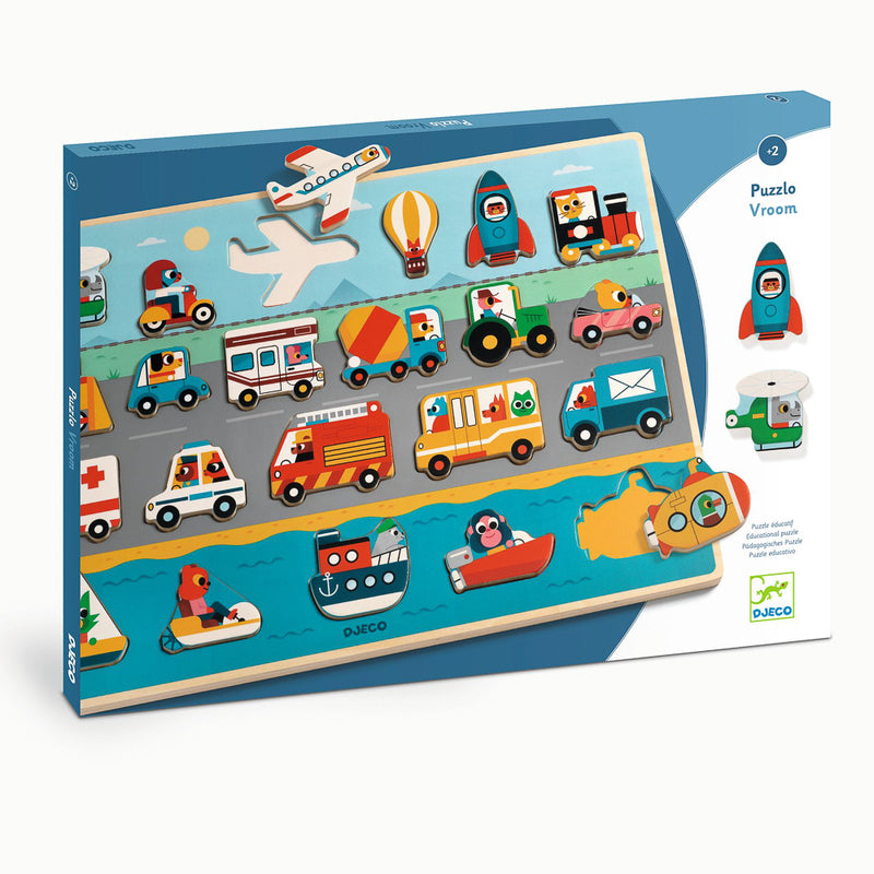 Djeco - 22 Piece Transport Wooden Puzzle