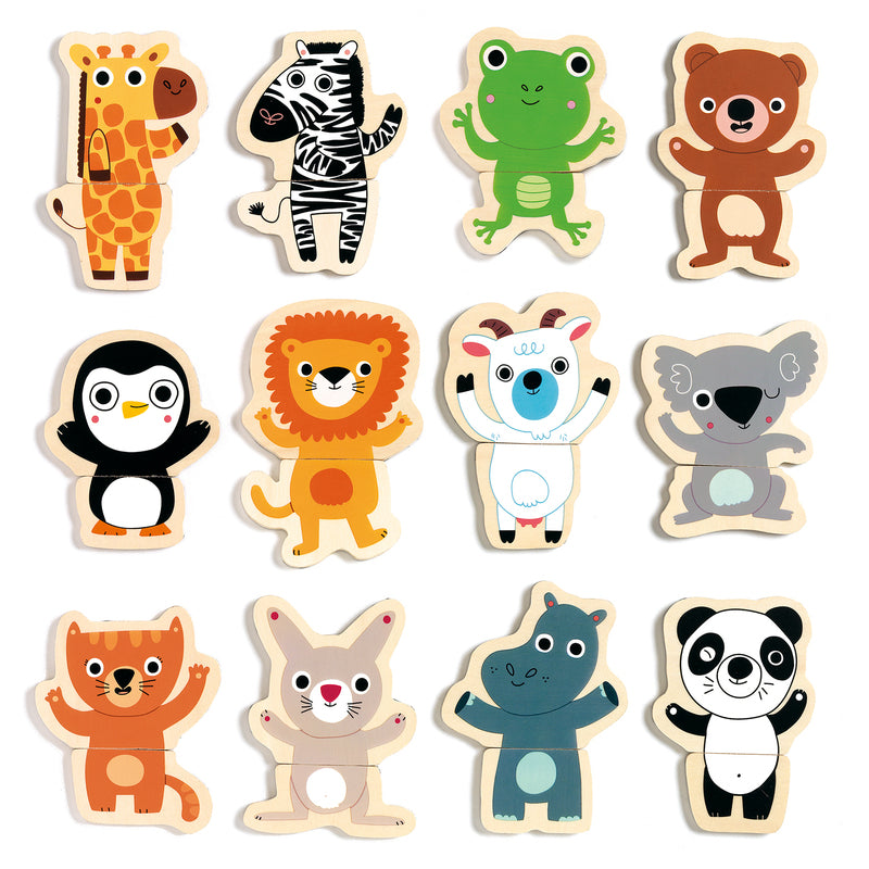 Djeco - 24 piece Wooden Magnetic Cou Cou Animal Set