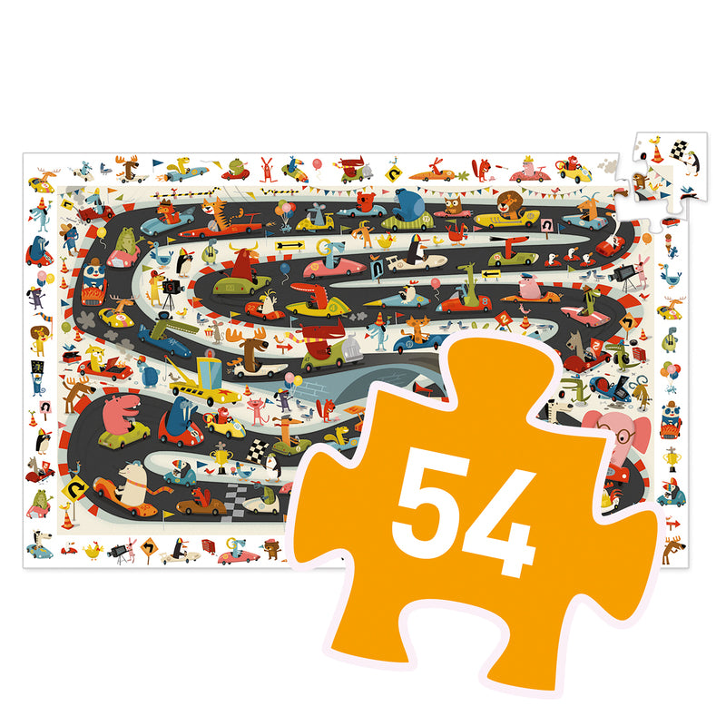 Djeco - Car Rally 54pc Observation Puzzle