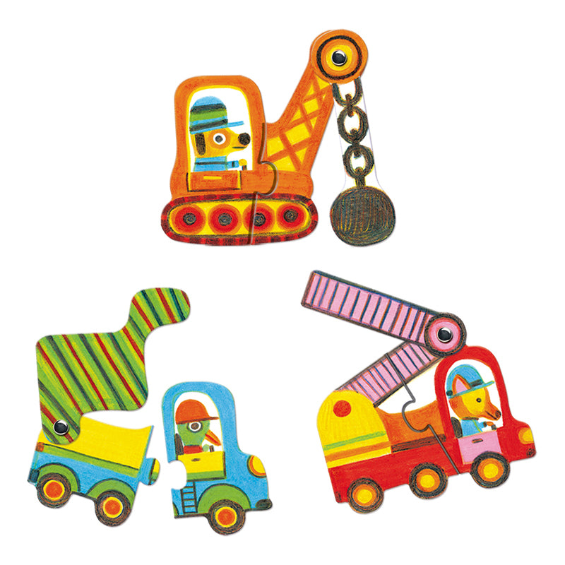 Djeco - Duo Vehicles Puzzle (12pc)