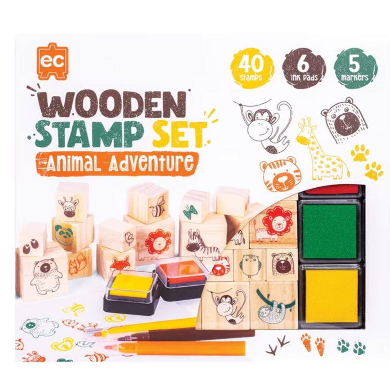 EC Wooden Stamp Set 51pc -Animal Adventure