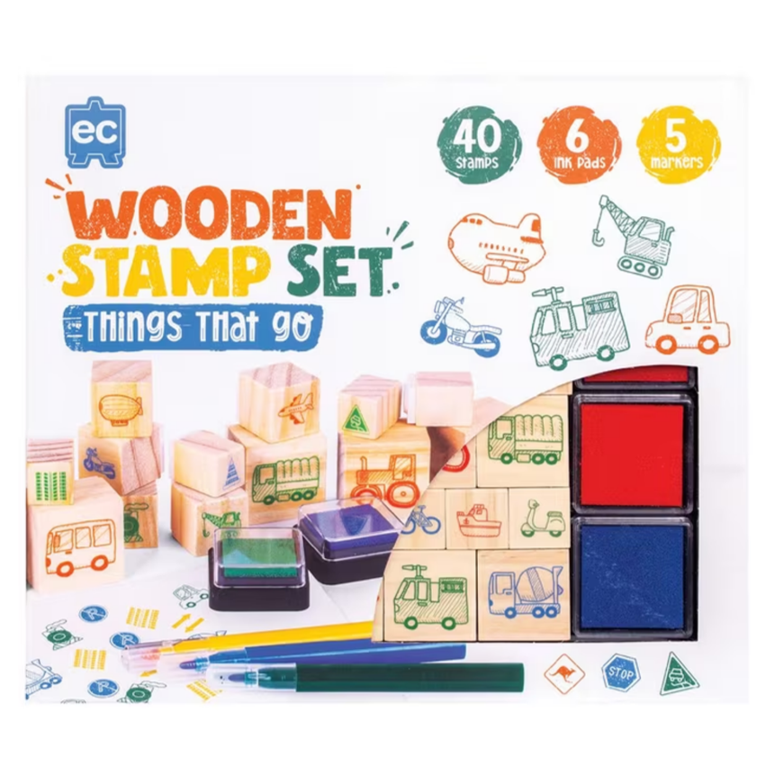 EC Wooden Stamp Set 51pc -Things That Go!