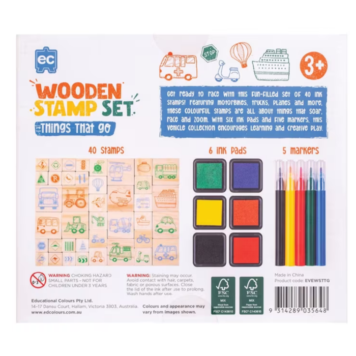 EC Wooden Stamp Set 51pc -Things That Go!