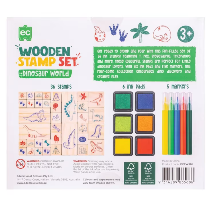 EC Wooden Stamp Set 47pc - Dinosaurs