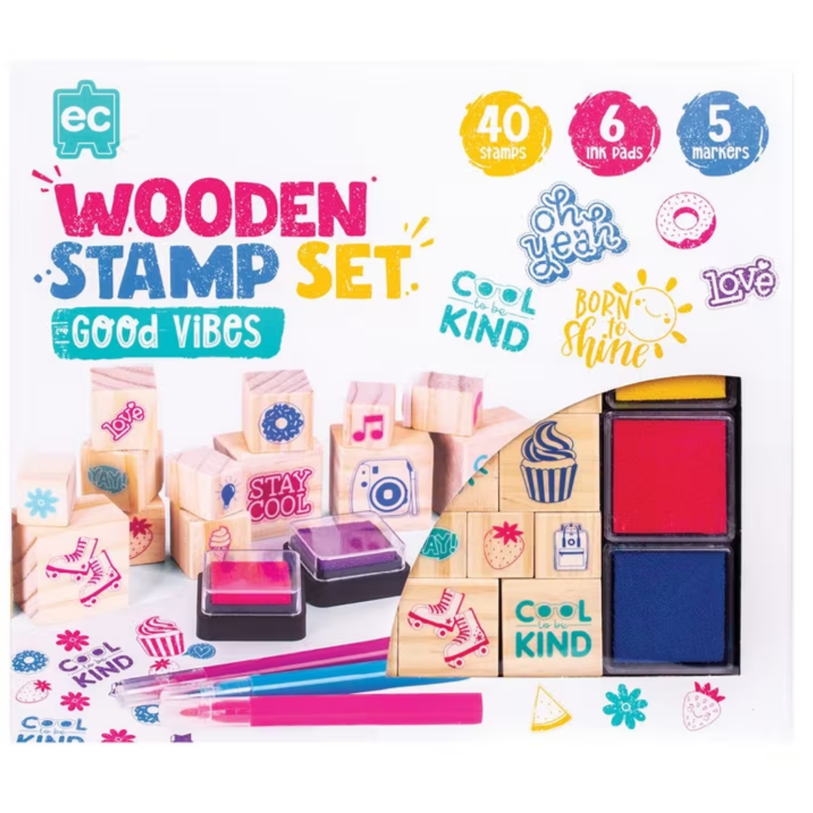 EC Wooden Stamp Set 51pc - Good Vibes!