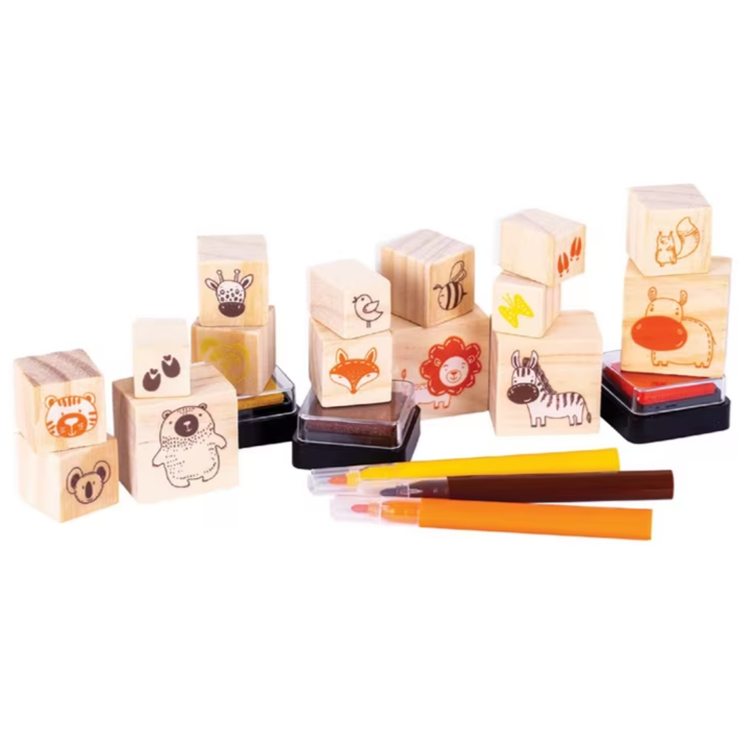 EC Wooden Stamp Set 51pc -Animal Adventure