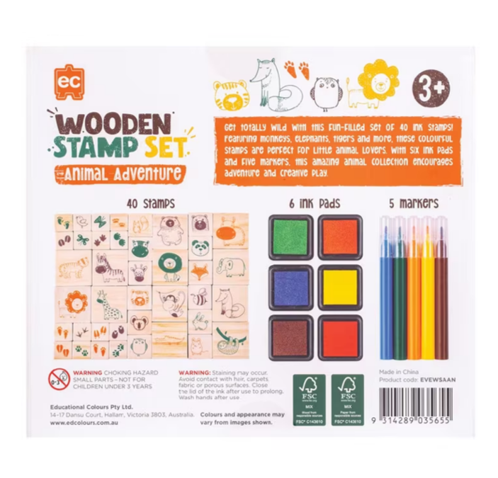 EC Wooden Stamp Set 51pc -Animal Adventure