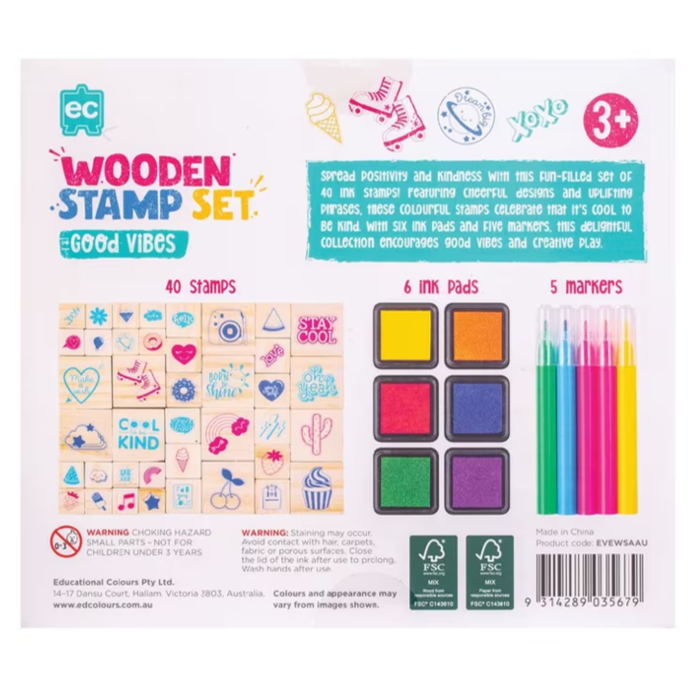 EC Wooden Stamp Set 51pc - Good Vibes!