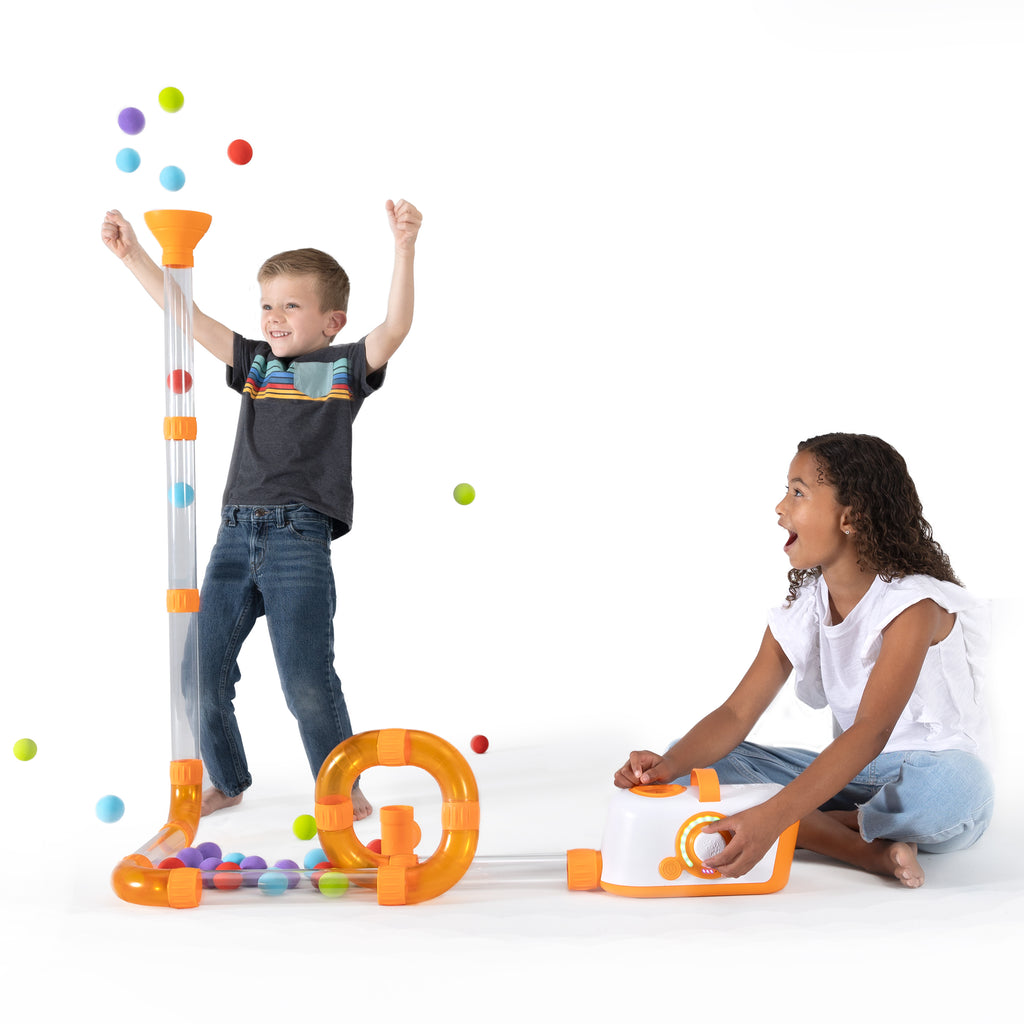 Children playing with Fat Brain Toys Air Toobz 