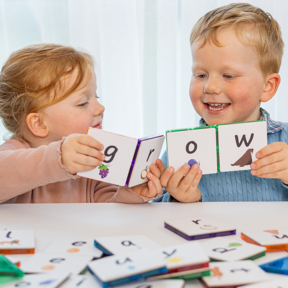 Learn & Grow Toys - Magnetic Tile Topper - Alphabet Lower Case Pack (40 Piece)