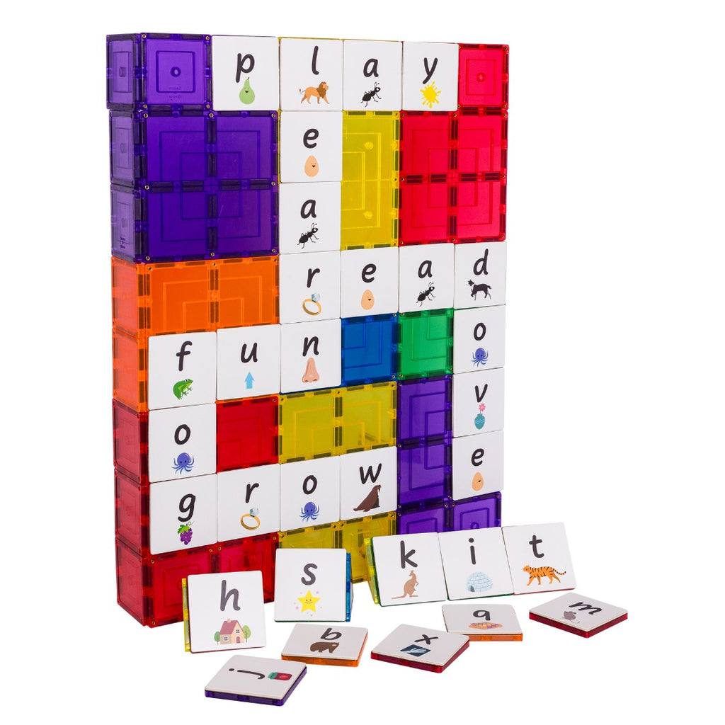 Learn & Grow Toys - Magnetic Tile Topper - Alphabet Lower Case Pack (40 Piece)