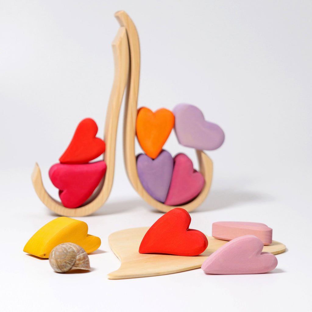 Grimm's Hearts Building Set - Red - Grimm's Spiel and Holz Design - The Creative Toy Shop